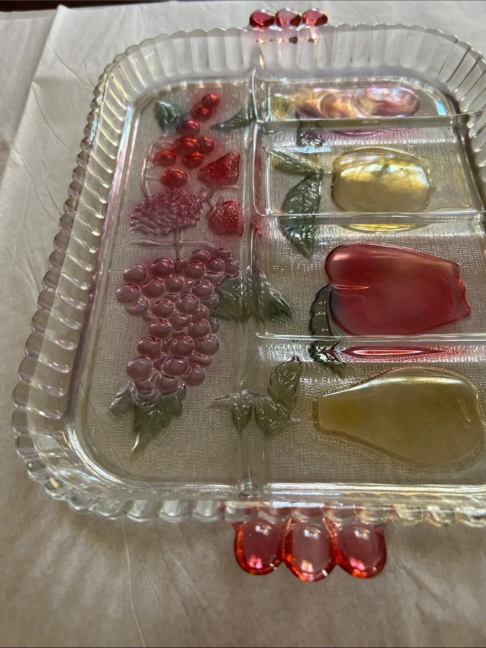 Vintage Rainbow Mist 5-Part Divided Relish Dish by Indiana Glass NIB Item 2939